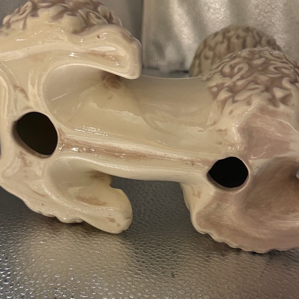 Vintage White Hand Painted Ceramic Poodle - Picture 4 of 10
